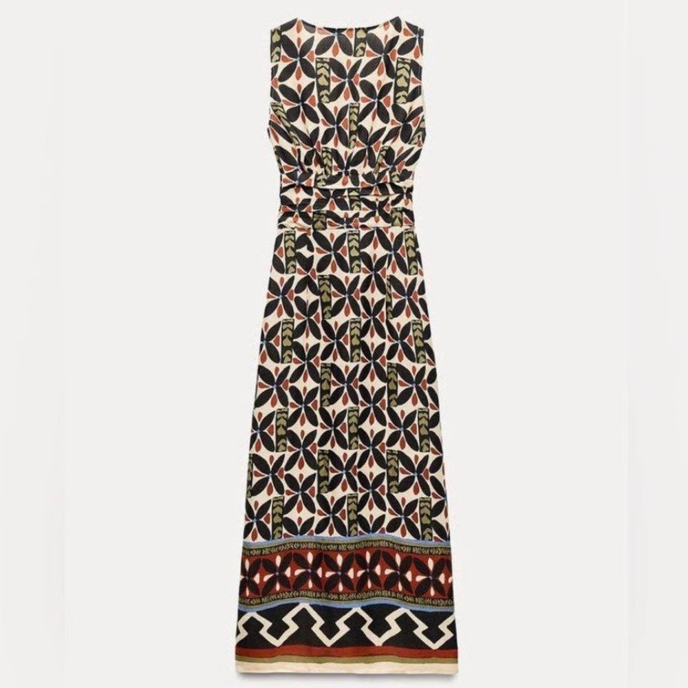 Zara sleeveless printed cut out midi dress - Picture 4 of 7